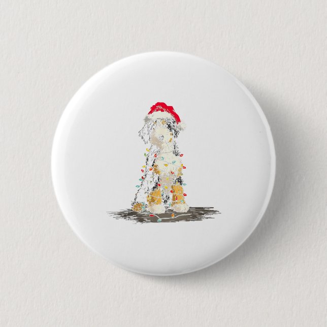 Funny Bernedoodle Christmas Graphics Dog Lights Lo 2 Inch Round Button (Front)