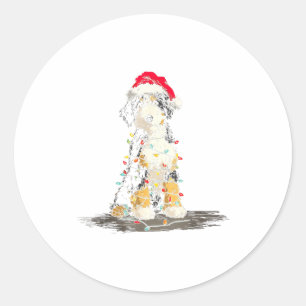 Funny Bernedoodle Christmas Graphics Dog Lights Lo Classic Round Sticker