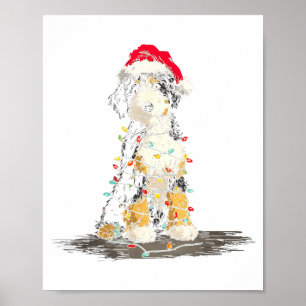 Funny Bernedoodle Christmas Graphics Dog Lights Lo Poster