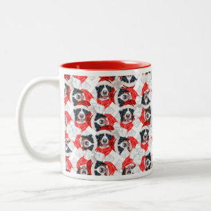 Funny Bernese Mountain Christmas Pattern Two-Tone Coffee Mug