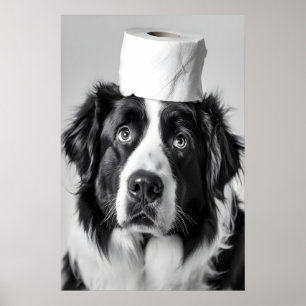 Funny Bernese Mountain Dog Bathroom Print, Toilet Poster