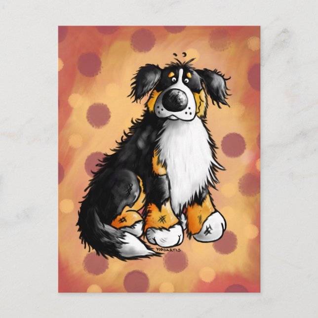 Funny Bernese Mountain Dog Cartoon Postcard (Front)
