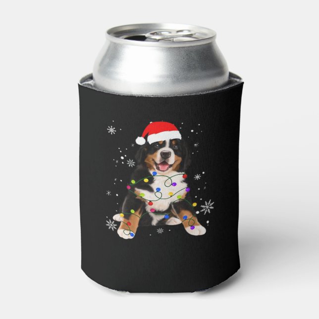 Funny Bernese Mountain Dog Lights Christmas Matchi Can Cooler (Can Front)