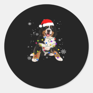Funny Bernese Mountain Dog Lights Christmas Matchi Classic Round Sticker