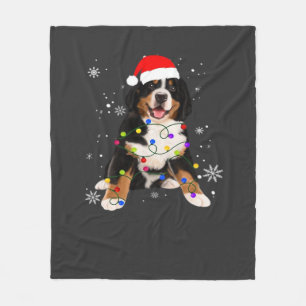 Funny Bernese Mountain Dog Lights Christmas Matchi Fleece Blanket