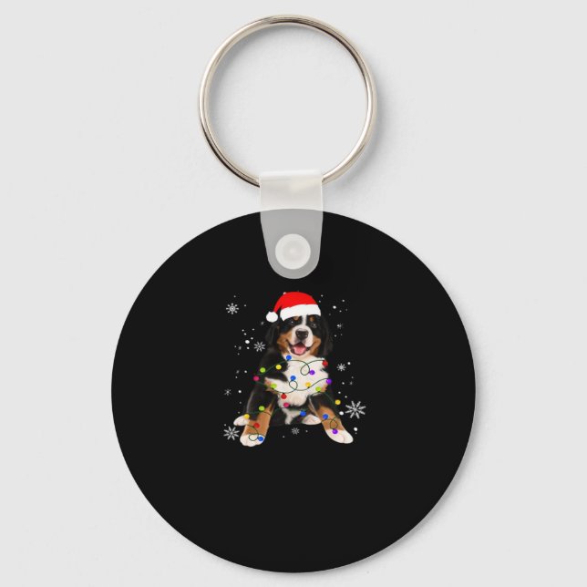 Funny Bernese Mountain Dog Lights Christmas Matchi Keychain (Front)