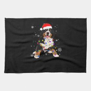 Funny Bernese Mountain Dog Lights Christmas Matchi Kitchen Towel