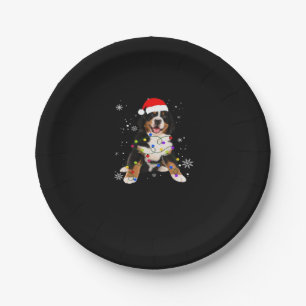 Funny Bernese Mountain Dog Lights Christmas Matchi Paper Plate