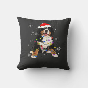 Funny Bernese Mountain Dog Lights Christmas Matchi Throw Pillow