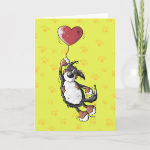 Funny Bernese Mountain Dog With Heart Balloon Card