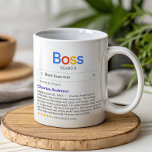 Funny Best Boss Ever Search With Personal Message Coffee Mug<br><div class="desc">This clever and thoughtful custom mug is the perfect way to show your appreciation for your boss, making it an ideal gift for Boss's Day, Christmas holidays, or as a farewell present. The unique design cleverly mimics a popular internet search engine, with a customizable search bar where you can input...</div>