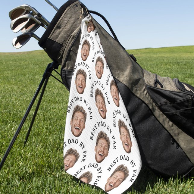 Funny Best Dad by Par Custom Face pattern Golf Towel (Creator Uploaded)