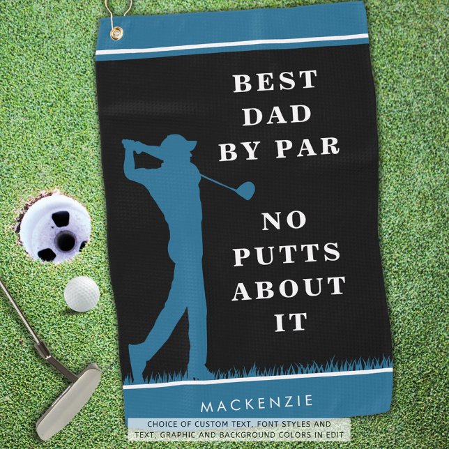 Funny Best Dad By Par - No Putts About It Custom Golf Towel (Creator Uploaded)