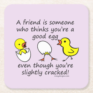 Funny Best Friend Saying (purple) Square Paper Coaster