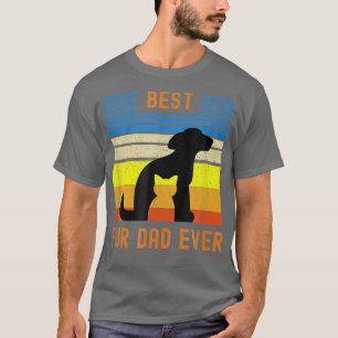 Funny Best Fur Dad Ever Vintage Retro Dog and Cat T-Shirt