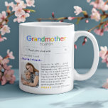 Funny Best Grandma Ever Search Results With Photo Coffee Mug<br><div class="desc">This heartfelt custom mug gift is the perfect way to celebrate your grandmother, making it an ideal gift for birthdays, Mother's Day, Christmas, or any special occasion. The unique design mimics a popular internet search engine's results page, with a customizable search bar where you can input a term like "Best...</div>