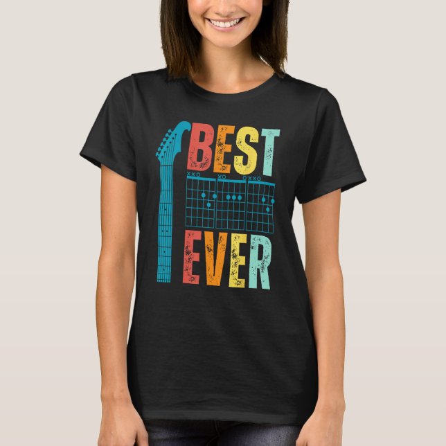 funny best guitar dad ever guitar chords for guita T-Shirt (Front)