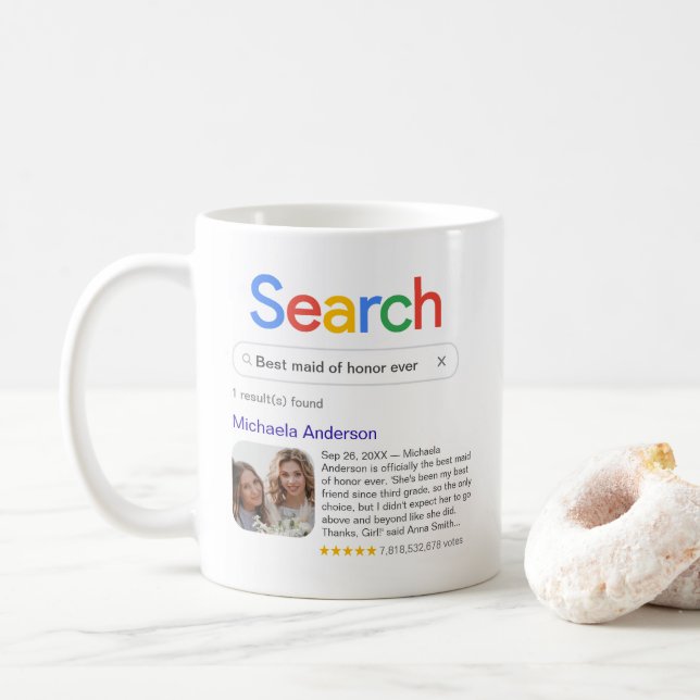 Funny Best Maid Of Honour Ever Search With Photo Coffee Mug (With Donut)
