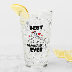 Funny Best Mamasaurus Ever Glass Cup