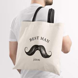 Funny Best Man Moustache Wedding Tote Bag