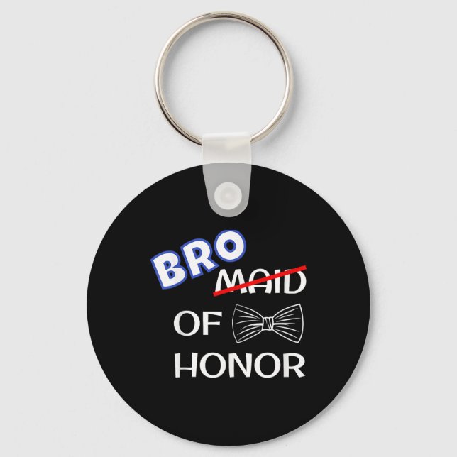Funny Best Man Wedding Matching Bachelor Party Bro Keychain (Front)