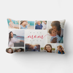 Funny Best Mom Ever Mother's Day 10 Photo Template Lumbar Pillow