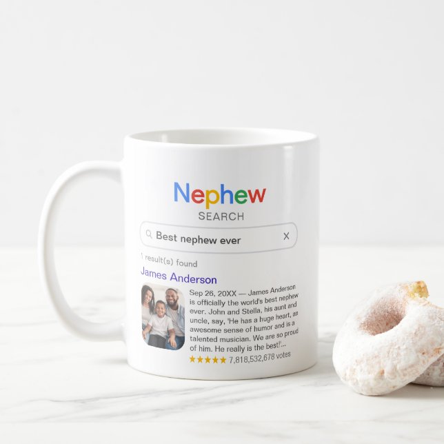Funny Best Nephew Ever Search Result With Photo Coffee Mug (With Donut)