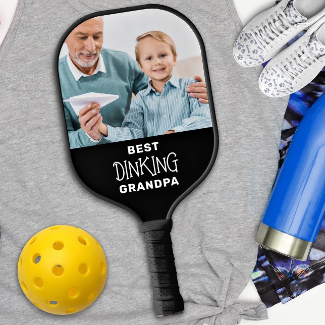 Funny Best Pickleball Grandpa Personalized 2 Photo Paddle (Creator Uploaded)