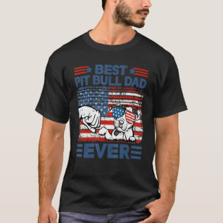 Funny Best Pit Bull Dad Ever American Flag Fathers T-Shirt