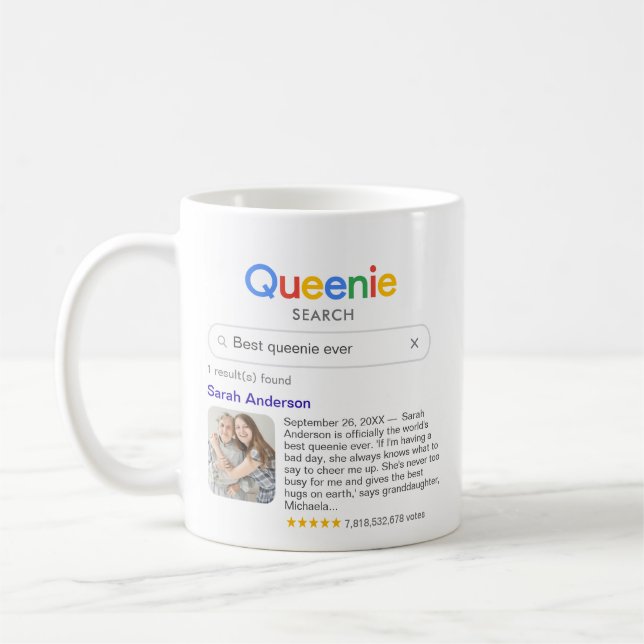 Funny Best Queenie Ever Search Result With Photo Coffee Mug (Left)