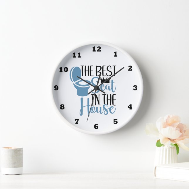Funny best seat house bathroom word art  clock (Home)