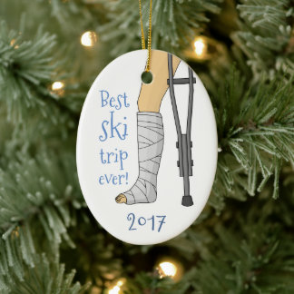 Funny Best ski trip ever! Broken Cast Ceramic Ornament