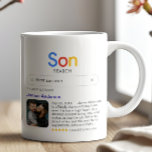Funny Best Son Ever Search Result With Photo Coffee Mug<br><div class="desc">This clever and heartfelt custom mug is a perfect way to celebrate your son, making it an ideal gift for his birthday, Christmas, a special holiday, or any occasion. The unique design cleverly mimics a popular internet search engine, with the word 'Son' prominently displayed at the top. The customizable search...</div>