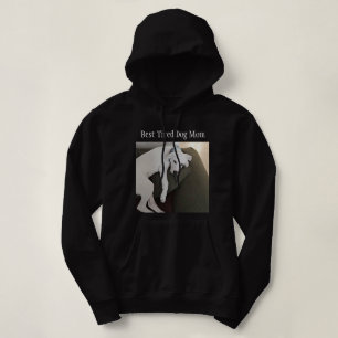 Funny Best Tired Mom Cute Dog Black Hoodie