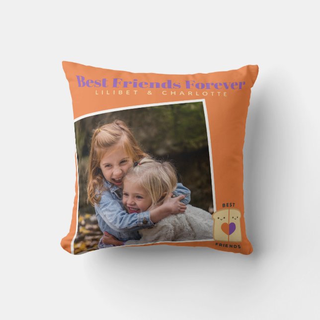 Funny BFF PHOTO COLLAGE Gift Peanutbutter Jelly Throw Pillow (Front)