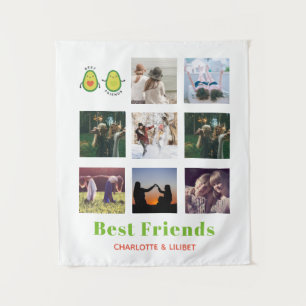 Funny BFF PHOTO COLLAGE Gift Personalized AVOCADO Tapestry