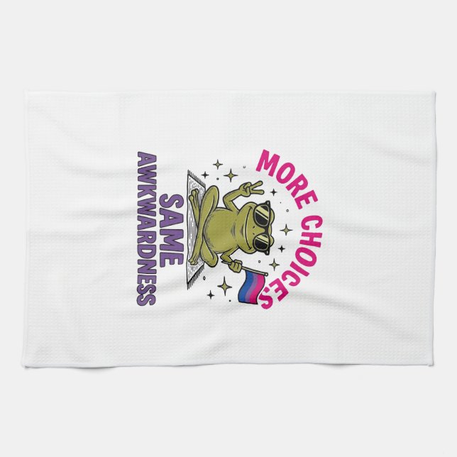 Funny Bi Frog Pride Shirt Design_1 Kitchen Towel (Horizontal)
