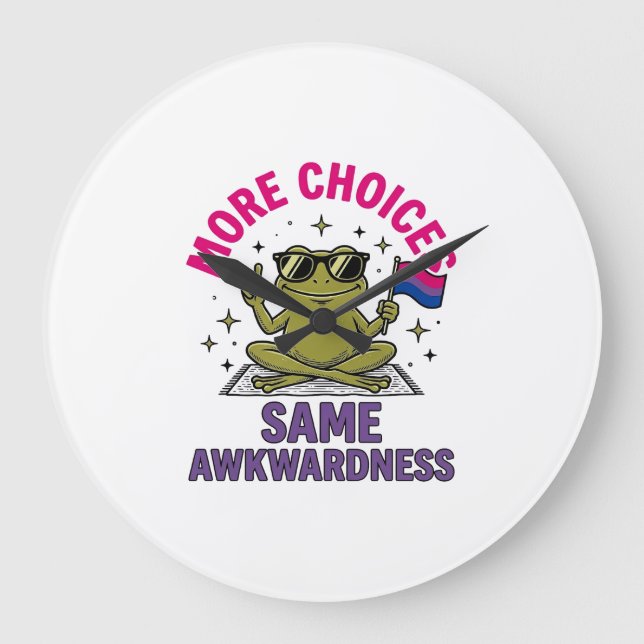 Funny Bi Frog Pride Shirt Design_1 Large Clock (Front)