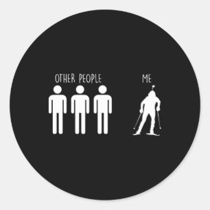 Funny Biathlete For Cross-country Skiing Superspri Classic Round Sticker