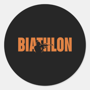 Funny Biathlon Biathlete Shooting Skiing Target Sp Classic Round Sticker