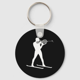 Funny Biathlon Biathlete Shooting Skiing Target Sp Keychain