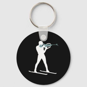 Funny Biathlon Biathlete Shooting Skiing Target Sp Keychain