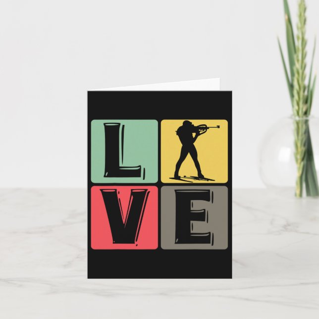 Funny Biathlon Winter Ski Skiing Fun Lovers 5  Card (Front)
