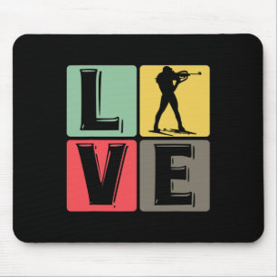 Funny Biathlon Winter Ski Skiing Fun Lovers 5  Mouse Pad