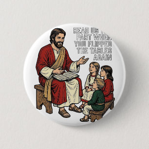 Funny Bible Story Vintage Religious Teacher Shirt 2 Inch Round Button