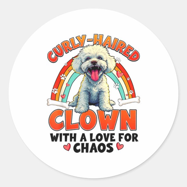 Funny Bichon Frise Design For Dog Lover  Classic Round Sticker (Front)