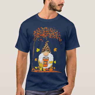 Funny Bicycle Autumn Leaf Tree Fall Gnome with Pum T-Shirt
