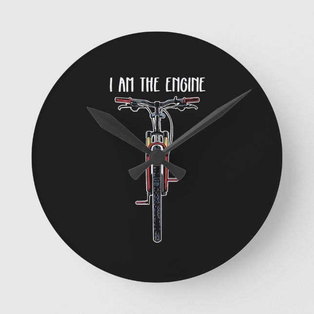 Funny Bicycle I Am The Engine Round Clock (Front)