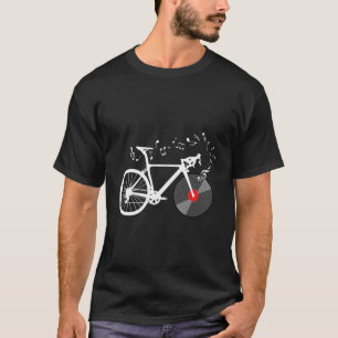 Funny Bicycle Vinyl Record Player Music Notes Gift T-Shirt