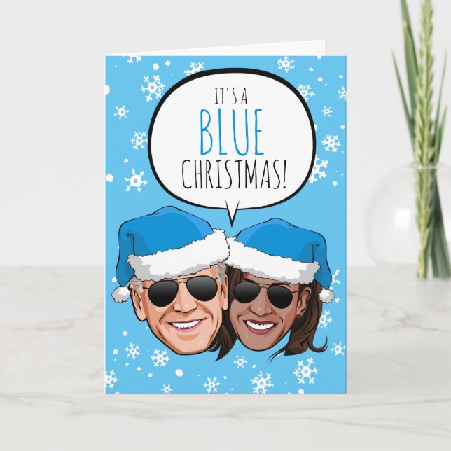 Funny Biden Harris Blue Christmas Card (Front)